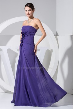 A-Line Strapless Sleeveless Ruffles Chiffon Mother of the Bride Dresses 2040095