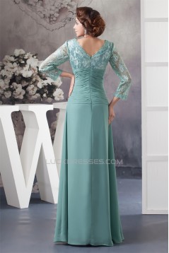 Sheath/Column 3/4 Sleeve Floor-Length Chiffon Lace Mother of the Bride Dresses 2040104