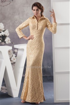 3/4 Sleeve Lace Floor-Length High-Neck Mother of the Bride Dresses 2040105