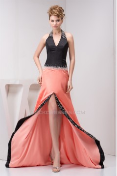 A-Line Halter Beading Satin Chiffon Sleeveless Mother of the Bride Dresses 2040130