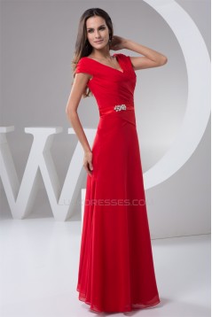 A-Line Off-the-Shoulder Beading Floor-Length Chiffon Mother of the Bride Dresses 2040145