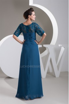 Sheath/Column Scoop Chiffon Lace Short Sleeve Mother of the Bride Dresses 2040147