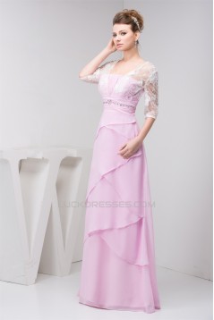 Sheath/Column Strapless Floor-Length Chiffon Lace Mother of the Bride Dresses 2040158