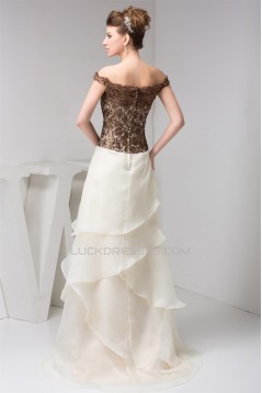 A-Line Off-the-Shoulder Straps Lace Organza Sleeveless Mother of the Bride Dresses 2040159