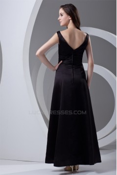 A-Line V-Neck Satin Handmade Flowers Mother of the Bride Dresses 2040188