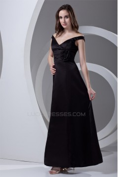 A-Line V-Neck Satin Handmade Flowers Mother of the Bride Dresses 2040188