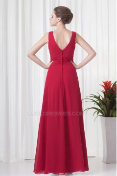 A-Line V-Neck Pleats Sleeveless Floor-Length Chiffon Mother of the Bride Dresses 2040193