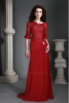 Sheath/Column Lace Chiffon Long Mother of the Bride Dresses 2040217