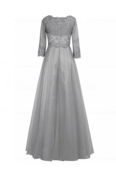 Purple 3/4 Length Sleeves Lace Chiffon Long Mother of The Bride Dresses 3040028