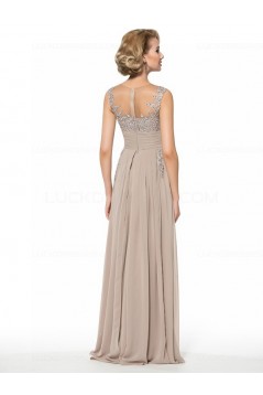 Lace Chiffon Sheer Sleeveless Long Mother of The Bride Dresses 3040032