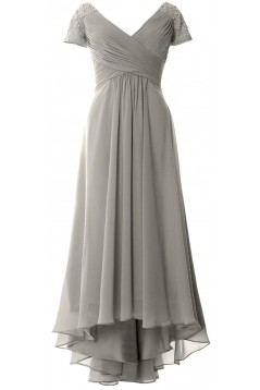 High Low V-Neck Chiffon Beaded Mother of The Bride Dresses 602009