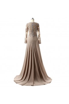 A-Line V-Neck Long Sleeves Lace Chiffon Mother of The Bride Dresses 602149