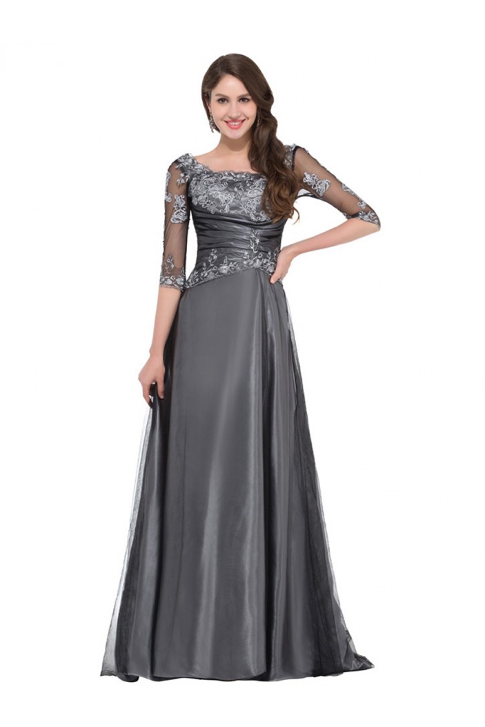 A-Line 3/4 Length Sleeves Long Mother of The Bride Dresses 602154