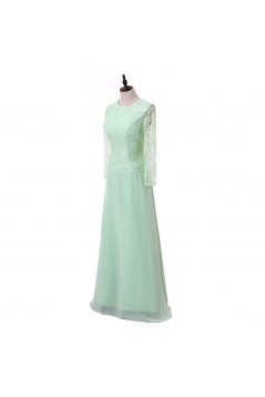 A-Line Long Sleeves Lace Chiffon Mother of The Bride Dresses 602156