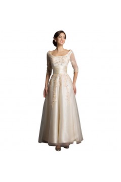 A-Line Tea Length Lace Appliques Tulle Mother of The Bride Dresses 602161