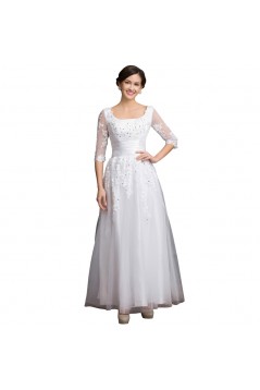 A-Line Tea Length Lace Appliques Tulle Mother of The Bride Dresses 602161