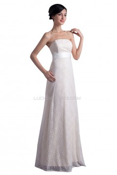 A-line Strapless Floor Length Lace Wedding Dresses WD010010