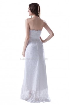 A-line Strapless High Low Lace Wedding Dresses WD010018