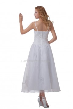 A-line Spaghetti Straps Tea-length Wedding Dresses WD010021
