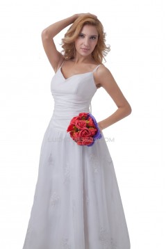 A-line Spaghetti Straps Tea-length Wedding Dresses WD010021