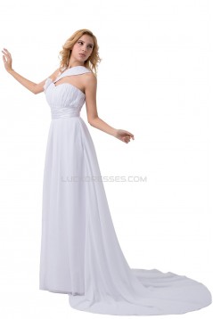 Sheath/Column Sweep Train Chiffon Wedding Dresses WD010022