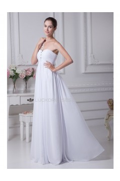 Sheath/Column One Shoulder Chiffon Wedding Dresses WD010025