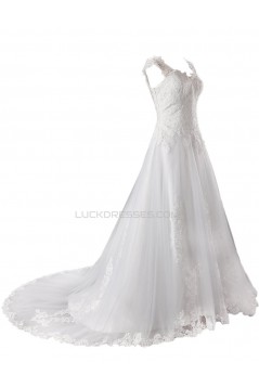 A-line Chapel Train Lace Wedding Dresses WD010028