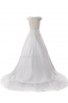 A-line Chapel Train Lace Wedding Dresses WD010028