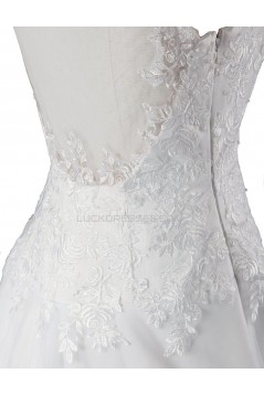 A-line Chapel Train Lace Wedding Dresses WD010028