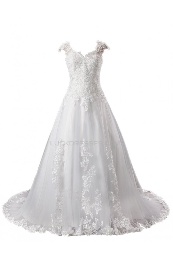 A-line Chapel Train Lace Wedding Dresses WD010028