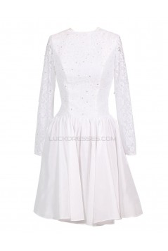 A-line Long Sleeves Lace Short Wedding Dresses WD010037