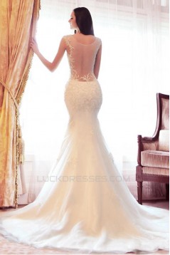 Trumpet/Mermaid Sweetheart Court Train Lace Wedding Dresses WD010043