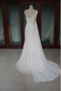 Trumpet/Mermaid One Shoulder Lace Bridal Wedding Dresses WD010094