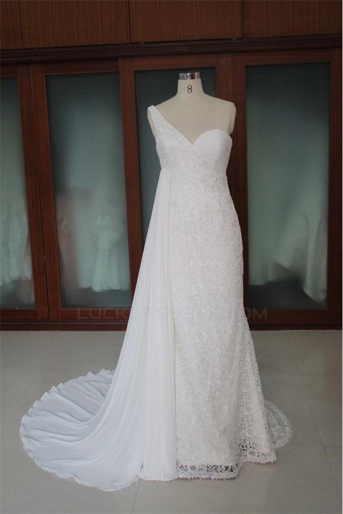 Trumpet/Mermaid One Shoulder Lace Bridal Wedding Dresses WD010094