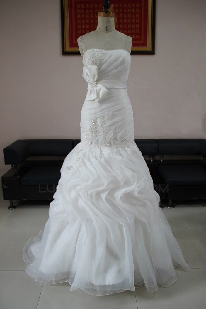 Trumpet/Mermaid Strapless Beaded Bridal Wedding Dresses WD010120
