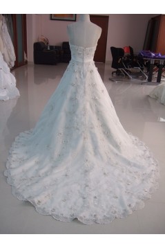 A-line Strapless Chapel Train Bridal Wedding Dresses WD010122