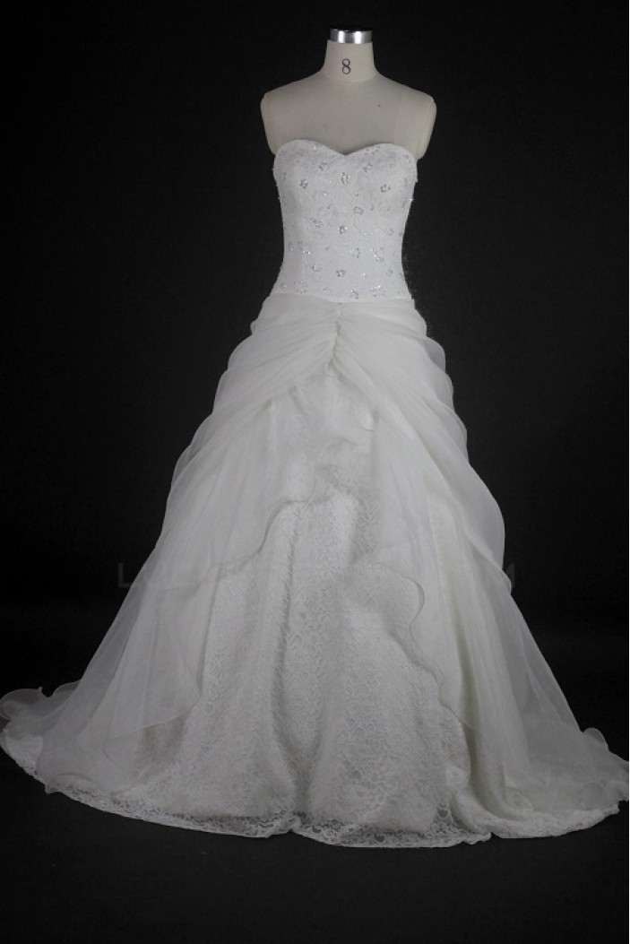 A-line Sweetheart Beaded Lace Bridal Wedding Dresses WD010132