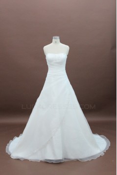 A-line Strapless Court Train Bridal Wedding Dresses WD010134