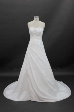 A-line Strapless Court Train Bridal Wedding Dresses WD010139