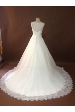 Elegant A-line Chapel Train Lace Bridal Wedding Dresses WD010154