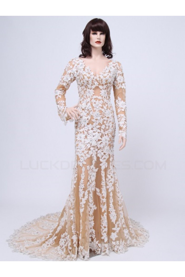 Trumpet/Mermaid Long Sleeves Lace Bridal Wedding Dresses WD010155