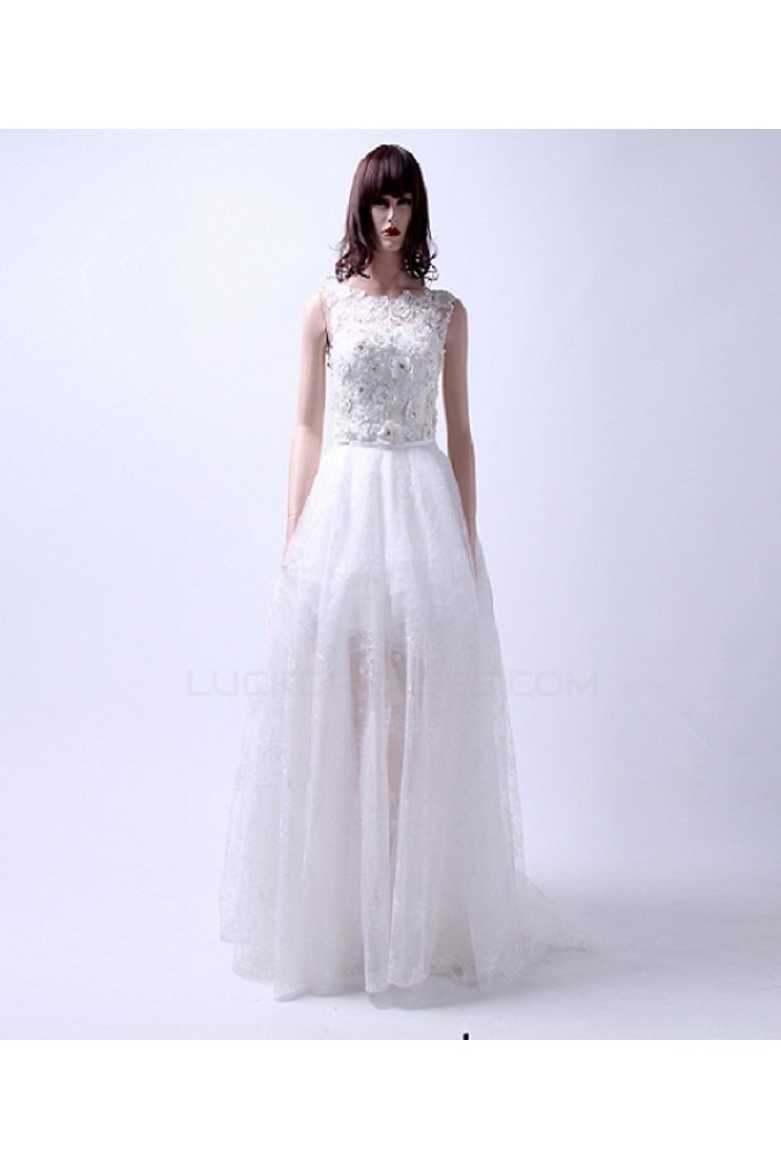 Inexpensive Short Bridal Wedding Dresses with Removable Long Skirt WD010156