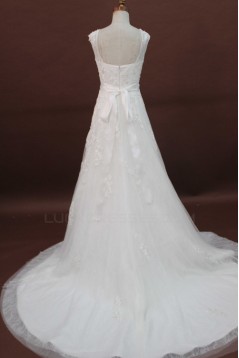 A-line Chapel Train Beaded Lace Bridal Wedding Dresses WD010179