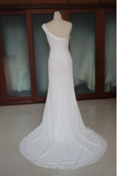 Sheath/Column One Shoulder Bridal Wedding Dresses WD010185