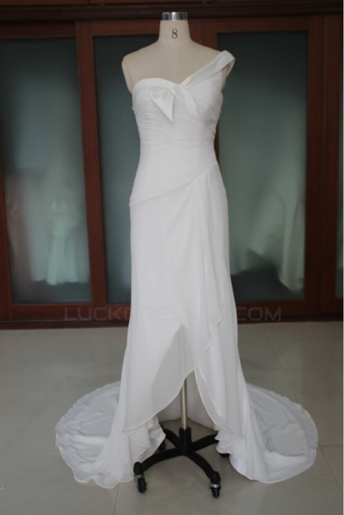 Sheath/Column One Shoulder Bridal Wedding Dresses WD010185