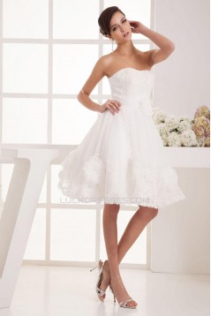 A-line Strapless Short Lace Bridal Wedding Dress WD010241