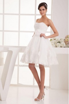 A-line Strapless Short Lace Bridal Wedding Dress WD010241