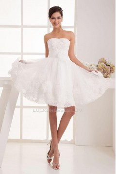 A-line Strapless Short Lace Bridal Wedding Dress WD010241