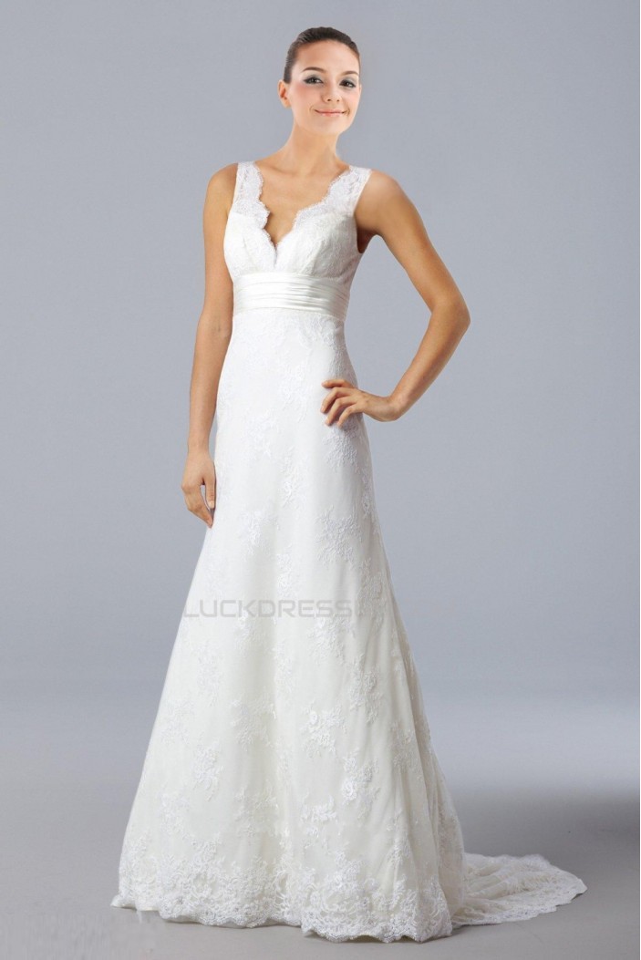 Trumpet/Mermaid V-neck Court Train Lace Bridal Gown WD010264