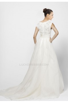 Elegant V-neck Court Train Lace Bridal Gown WD010269
